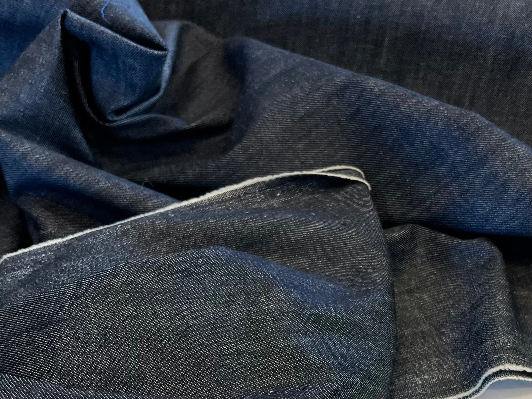 10 oz. Blue/Black  100% Cotton Denim.     1/4 Metre Price