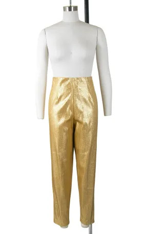 1950s Metallic Gold Lamé Cigarette Pants | medium