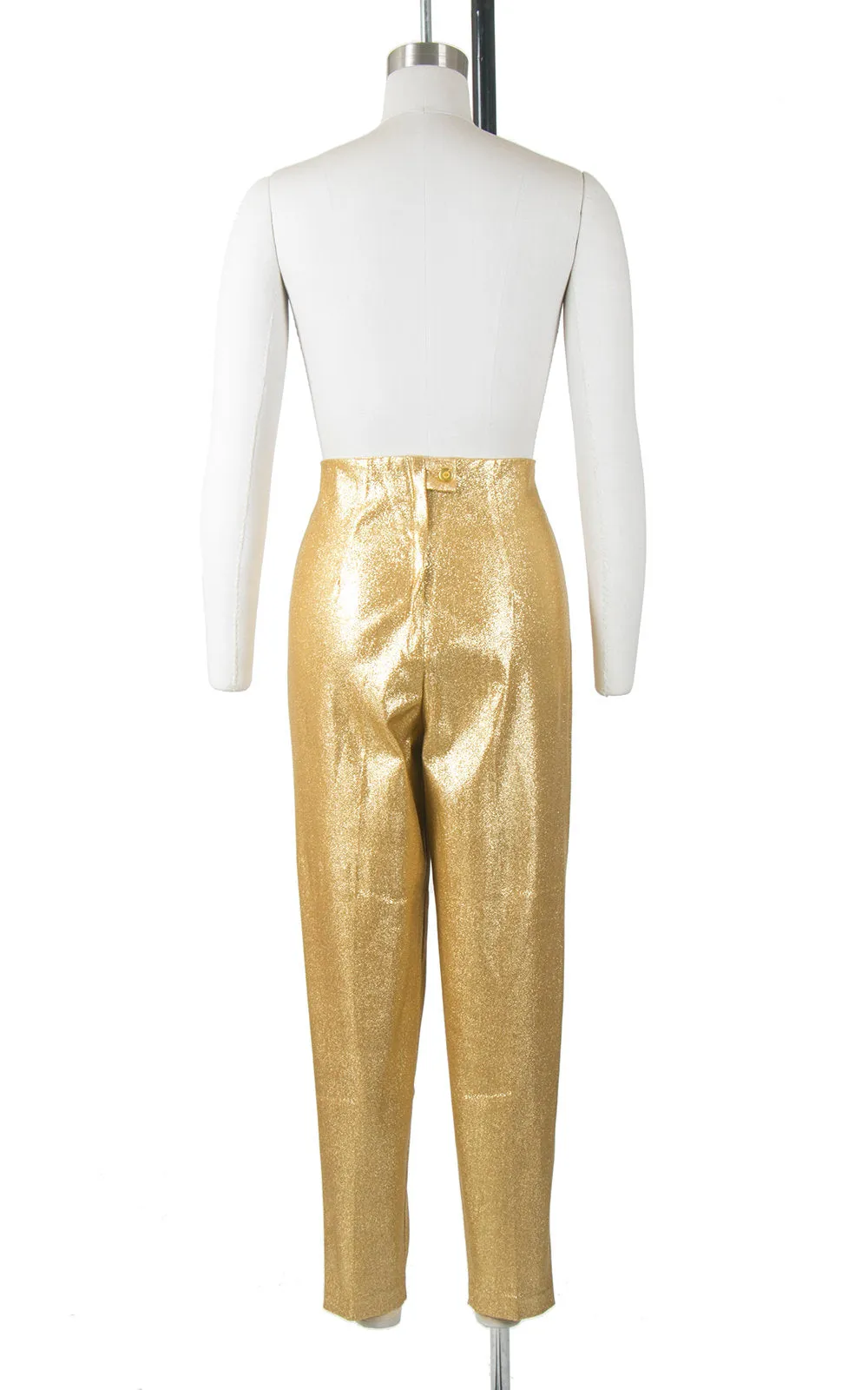 1950s Metallic Gold Lamé Cigarette Pants | medium