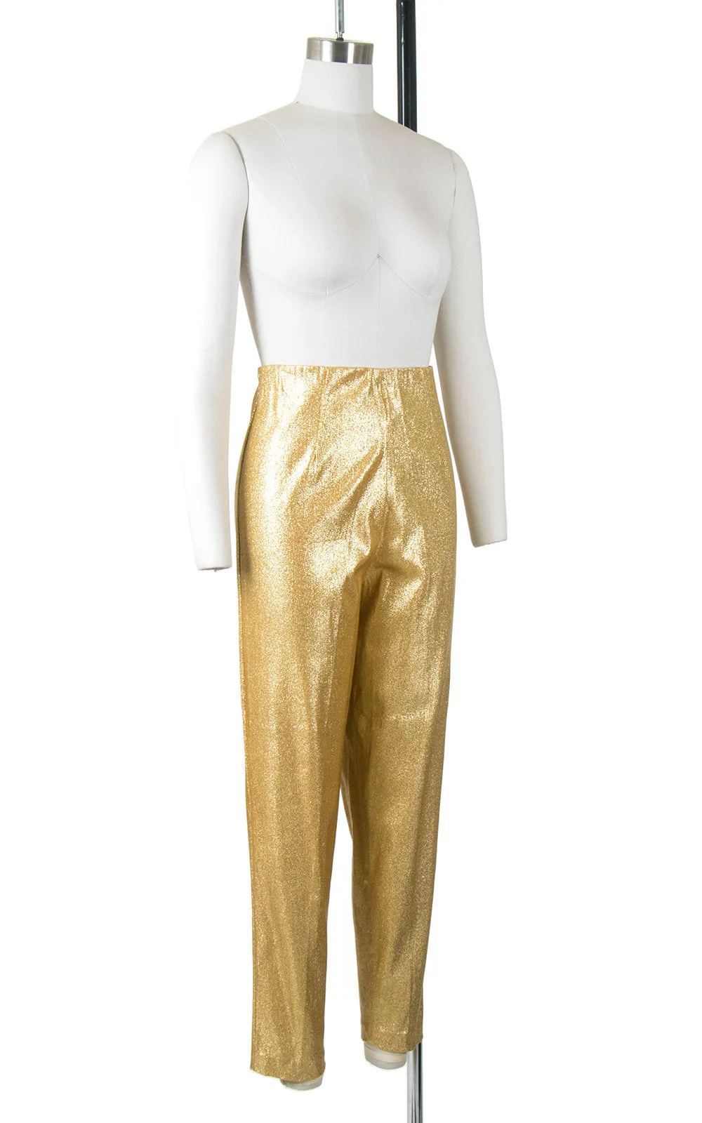 1950s Metallic Gold Lamé Cigarette Pants | medium