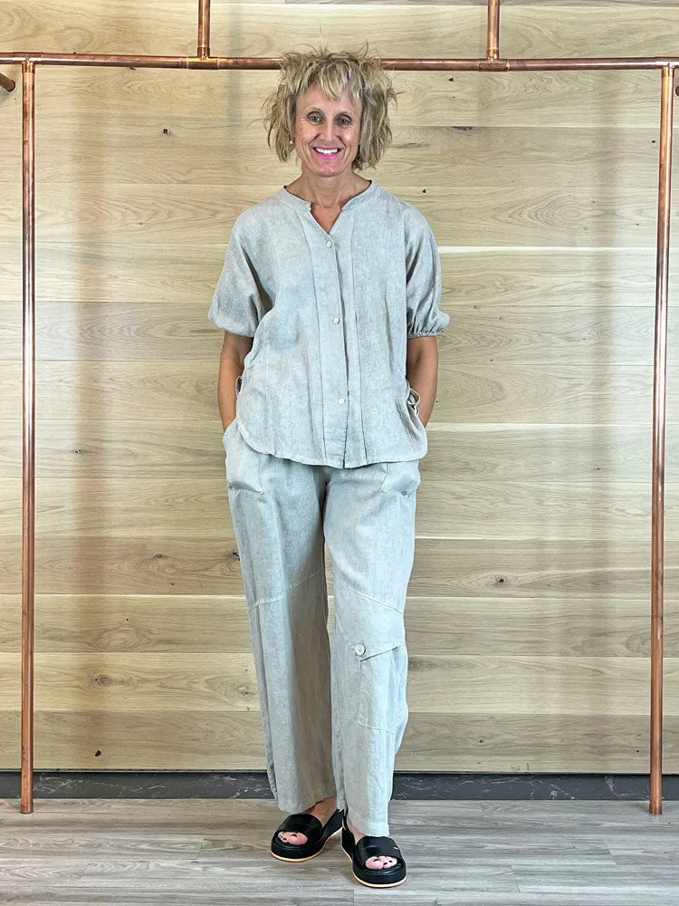 ACL Linen Side Tie Top Stone