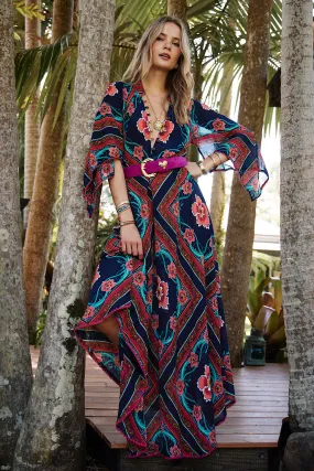Alabama Getaway Maxi Caftan Dress - tropical floral scarf
