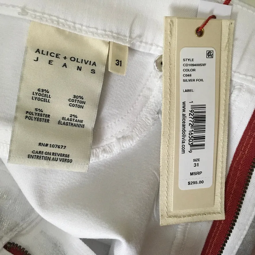 Alice   Olivia Metallic Skinny Trousers Fit Jeans