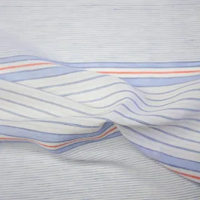 Alin Blue Striped Linen & Cotton Voile - PANEL 75cm -