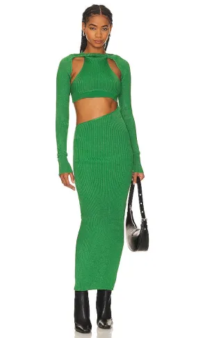 Baobab Alora Cut Out Maxi Dress in Dark Green