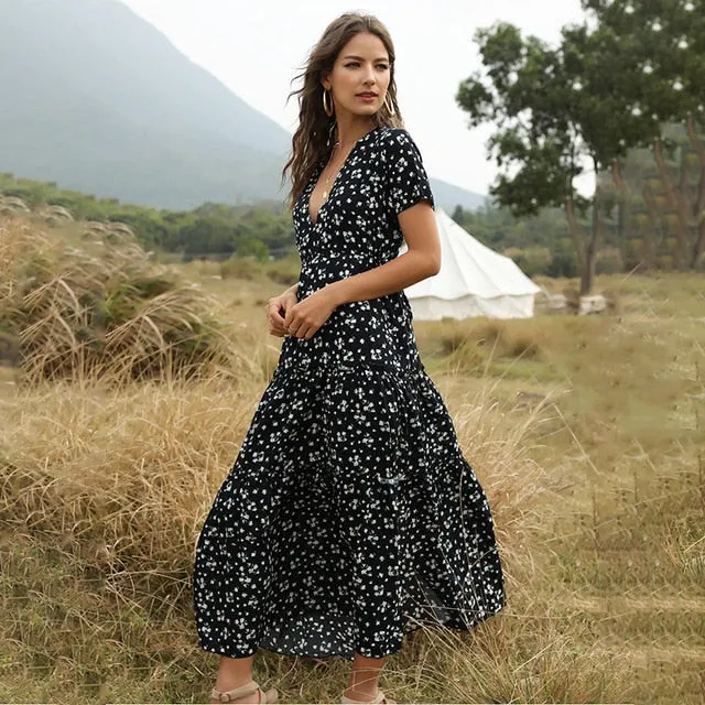 Beach Holiday Dress Women Casual Floral Print