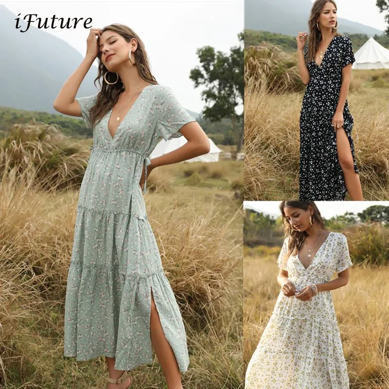 Beach Holiday Dress Women Casual Floral Print