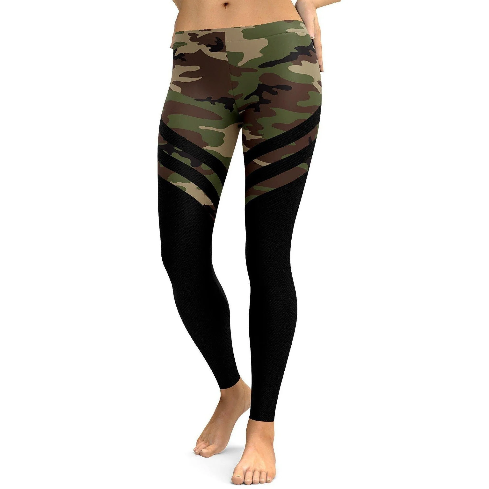 Black & Camo Thigh High Stocking Leggings