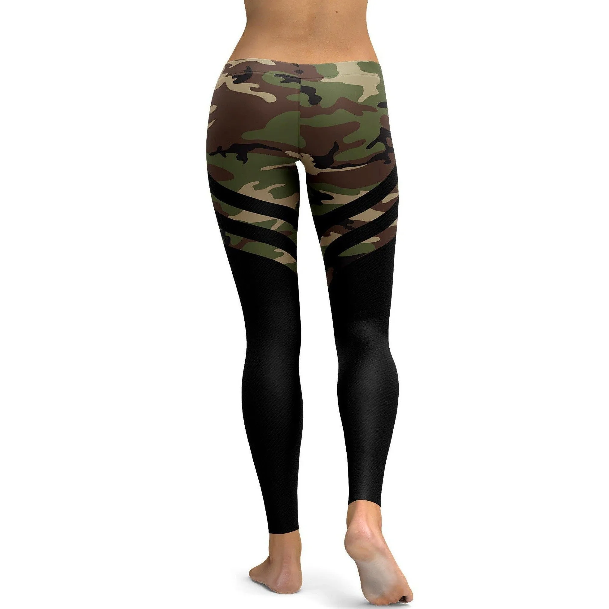 Black & Camo Thigh High Stocking Leggings