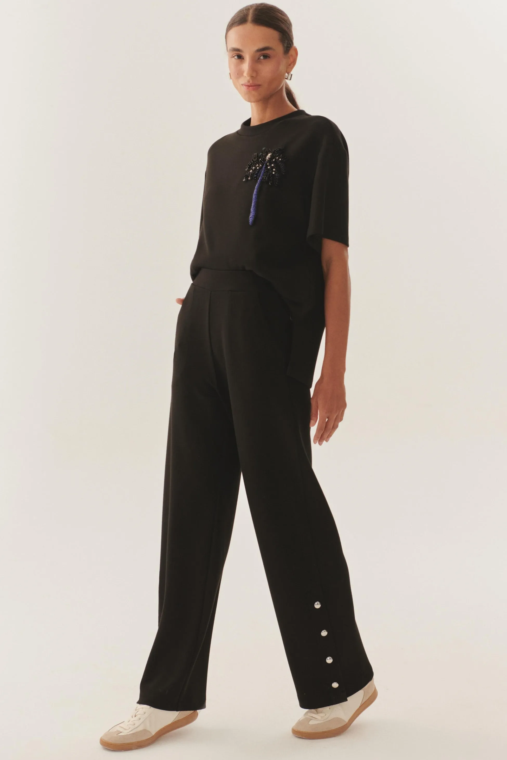 Black Chic Comfort Knit Trousers