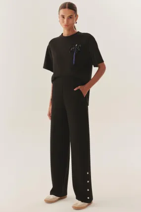 Black Chic Comfort Knit Trousers