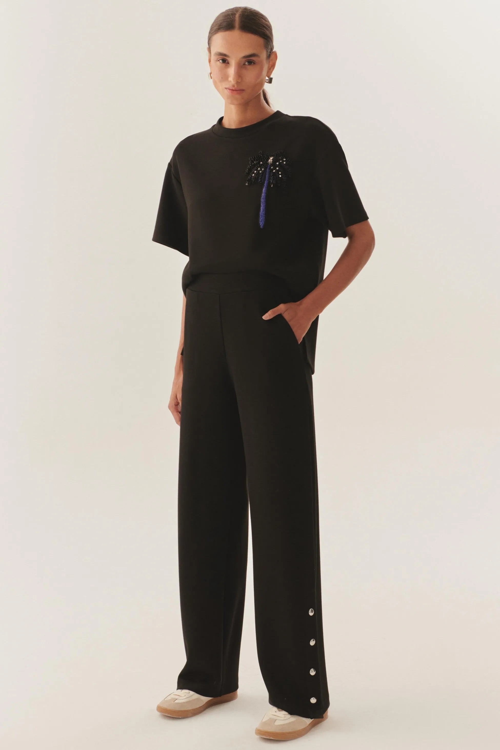 Black Chic Comfort Knit Trousers