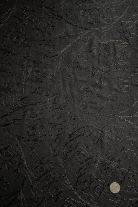 Black Embroidered Silk Linen MEMT-018-19