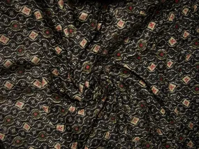 Black Geometric Printed Cotton Crepe Fabric