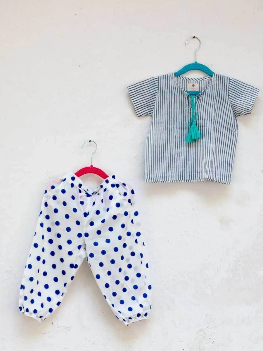 Blue Polka Organic Cotton Comfort Pants