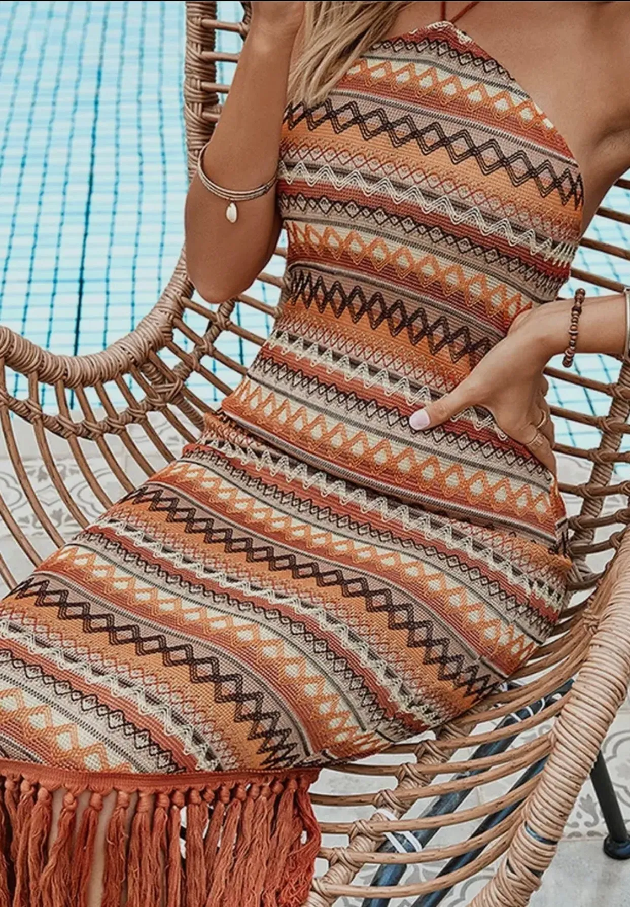 Bohemian slim fitting halter dress