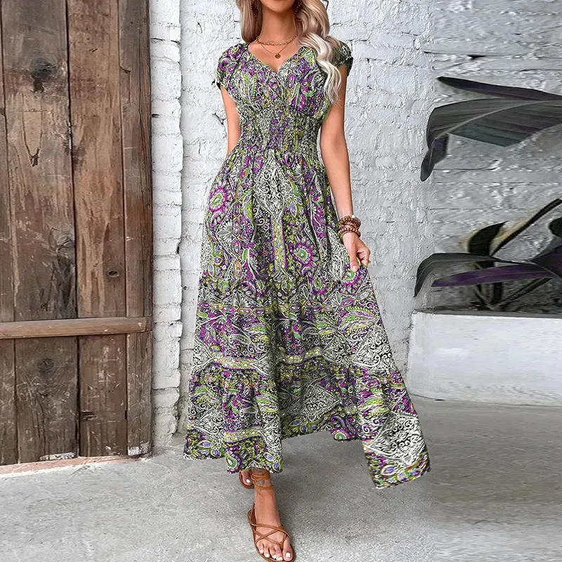Bohemian Vintage Print Maxi Dress