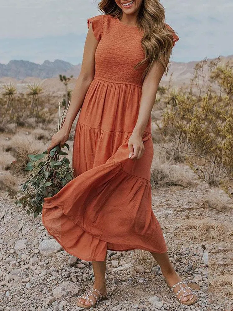 Boho Chic Flying Sleeve Maxi Dress