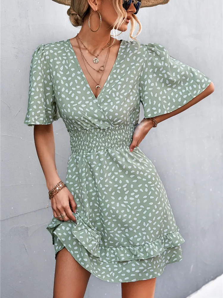 Boho Chic Lotus Leaf Sleeve Dress