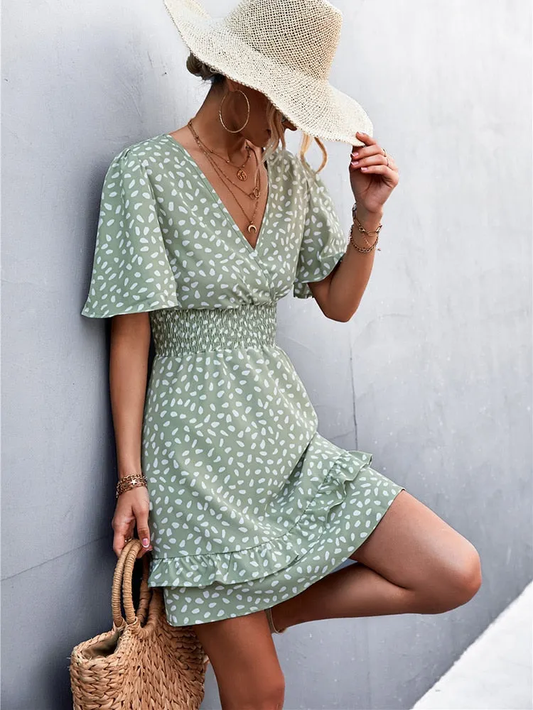 Boho Chic Lotus Leaf Sleeve Dress