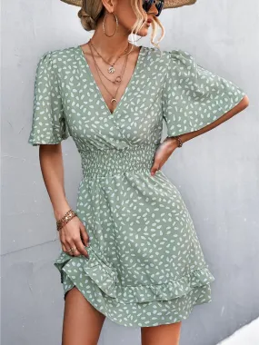 Boho Chic Lotus Leaf Sleeve Dress