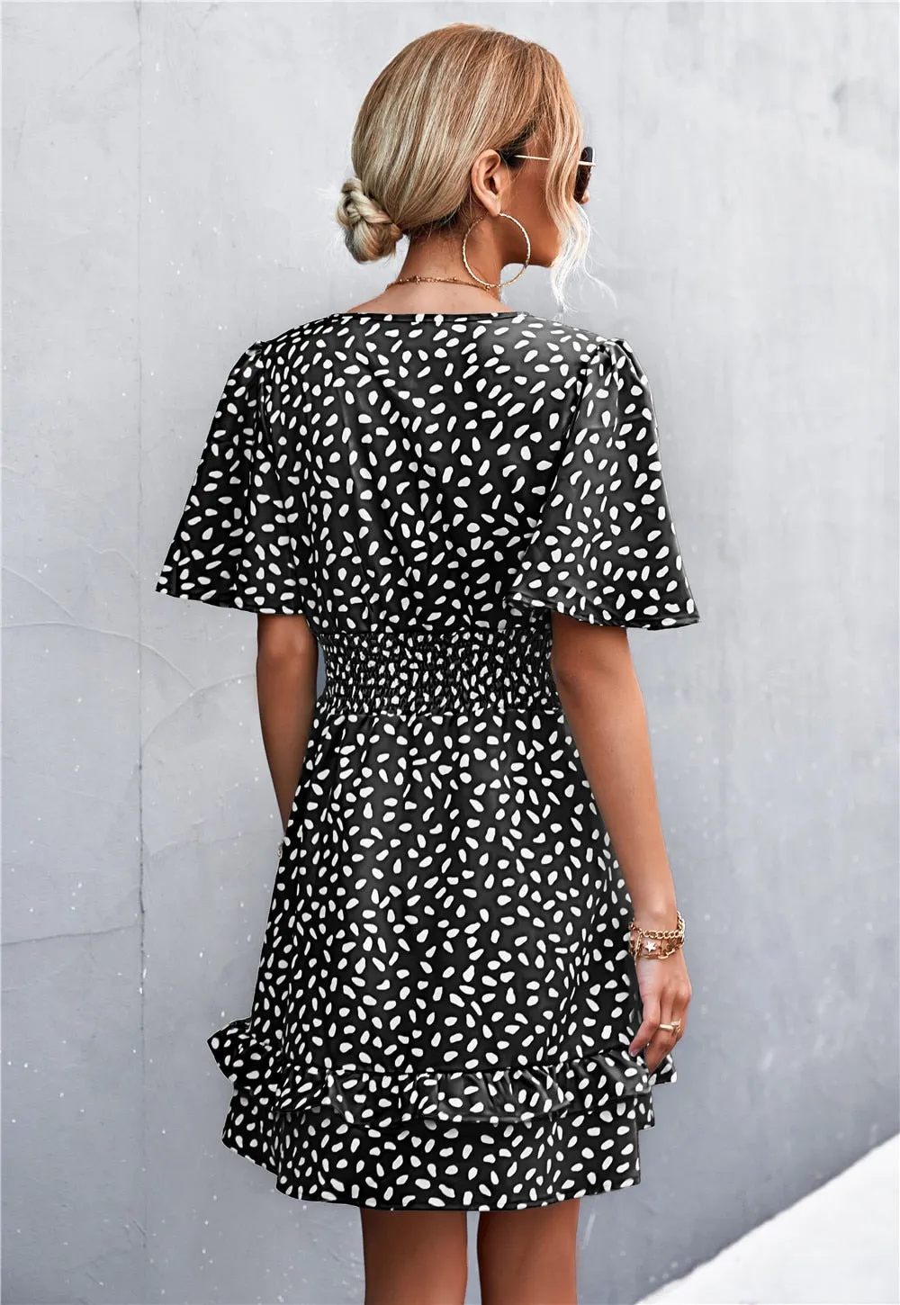 Boho Chic Lotus Leaf Sleeve Dress