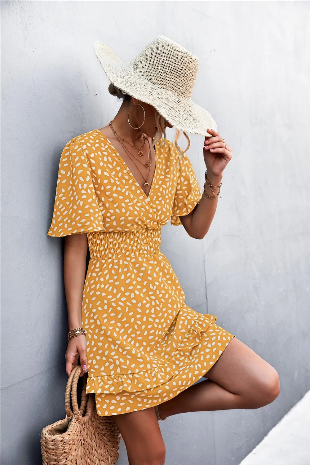 Boho Chic Lotus Leaf Sleeve Dress