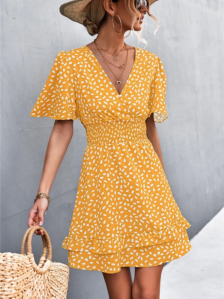 Boho Chic Lotus Leaf Sleeve Dress