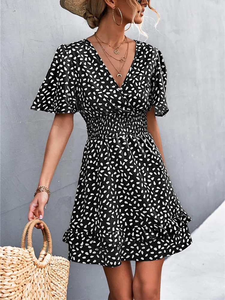Boho Chic Lotus Leaf Sleeve Dress