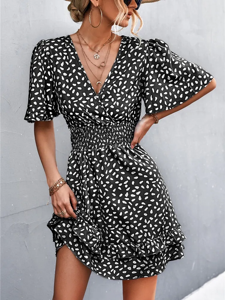 Boho Chic Lotus Leaf Sleeve Dress
