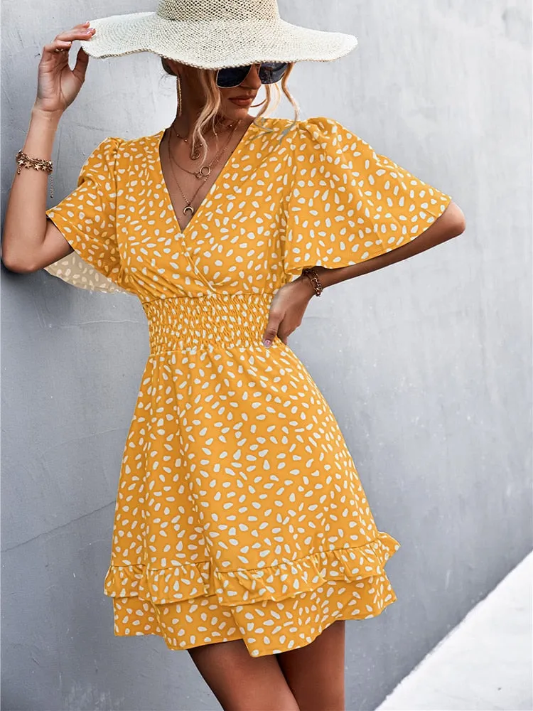 Boho Chic Lotus Leaf Sleeve Dress