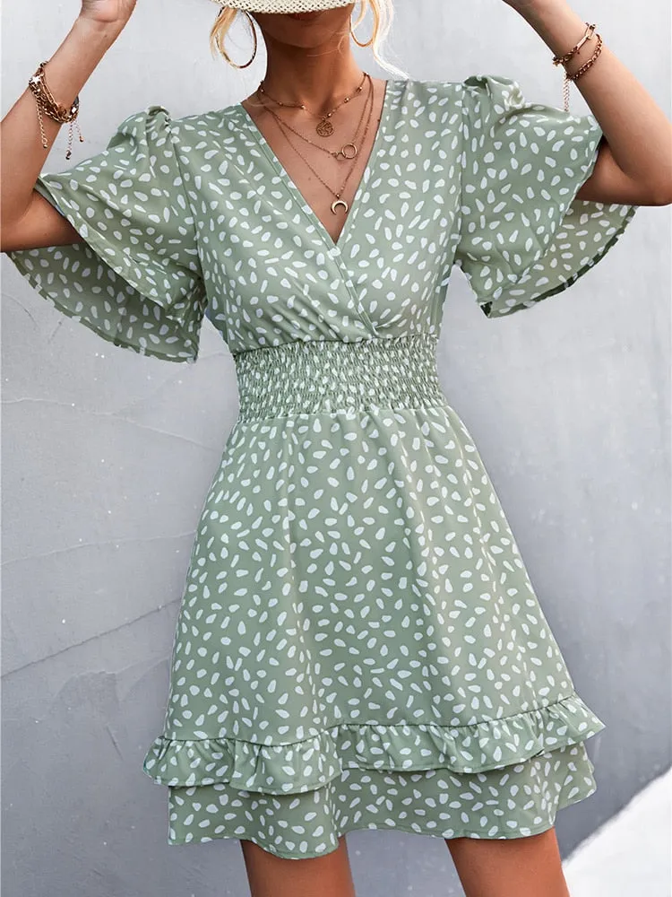 Boho Chic Lotus Leaf Sleeve Dress