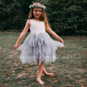 Boho Dreams Dress - Silver Grey Applique