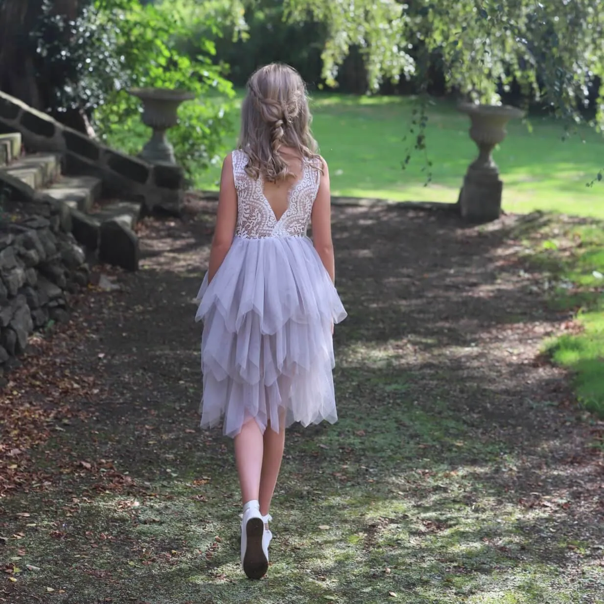 Boho Dreams Dress - Silver Grey Applique