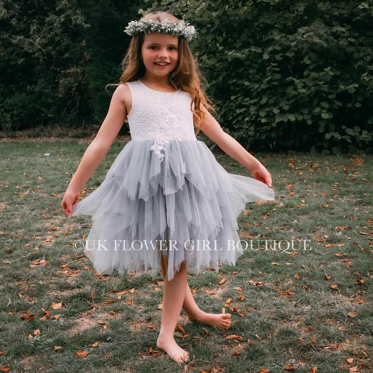 Boho Dreams Dress - Silver Grey Applique