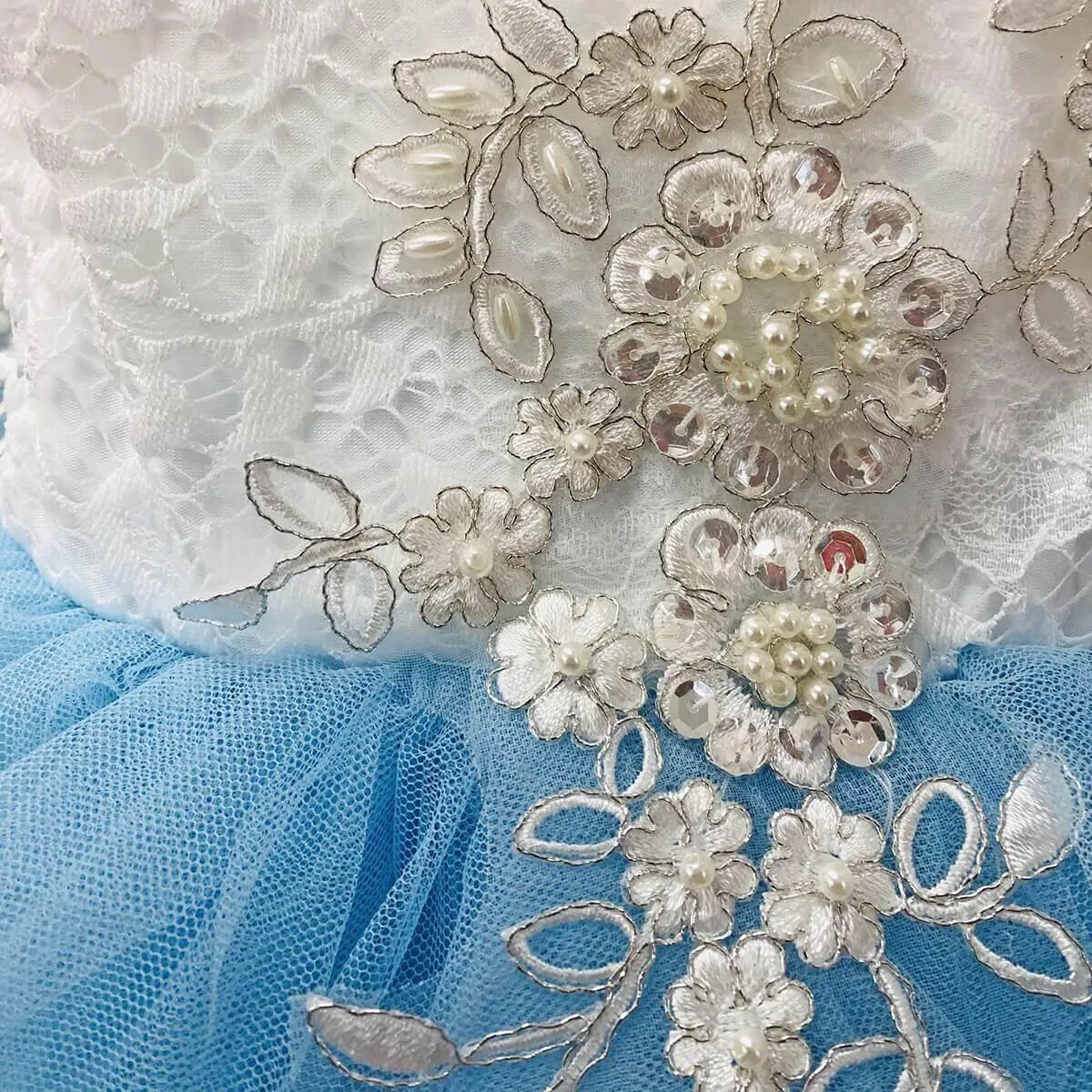 Boho Dreams Dress - Sky Blue Appliqué