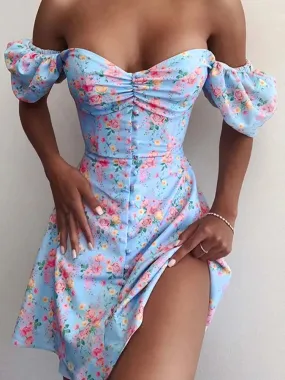 Boho Floral Off the Shoulder Dress