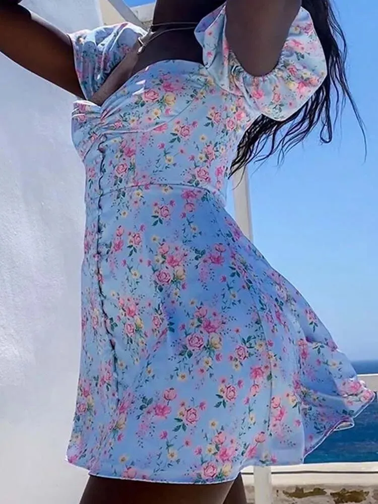 Boho Floral Off the Shoulder Dress