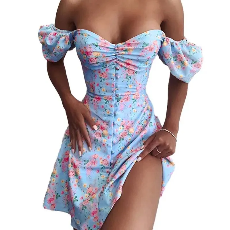 Boho Floral Off the Shoulder Dress