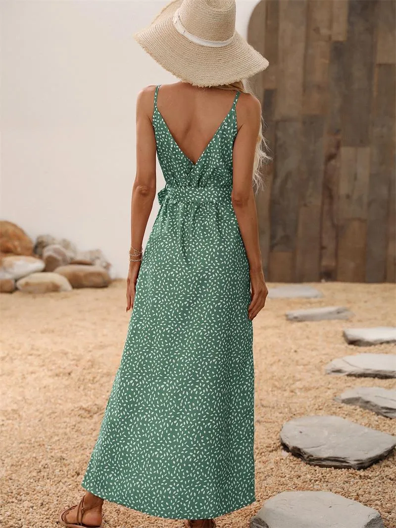 Boho Floral Pattern Maxi Dress