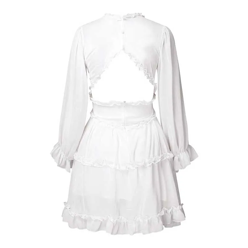 Boho Floral Ruffle Backless Dress