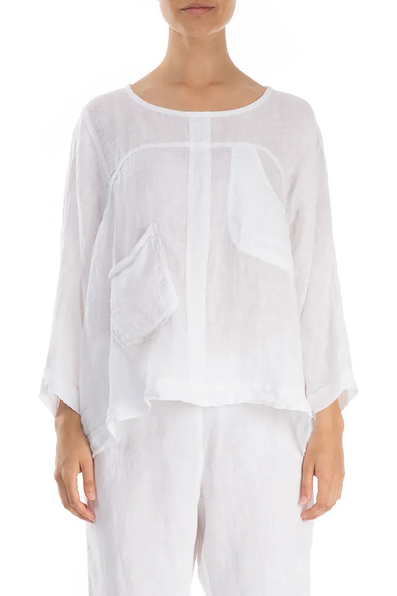 Boxy Pure White Linen Blouse