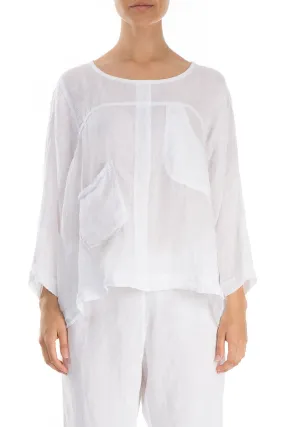 Boxy Pure White Linen Blouse