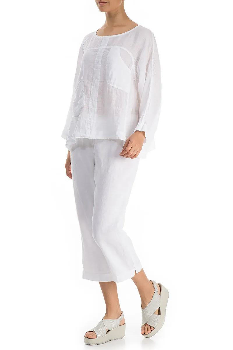 Boxy Pure White Linen Blouse