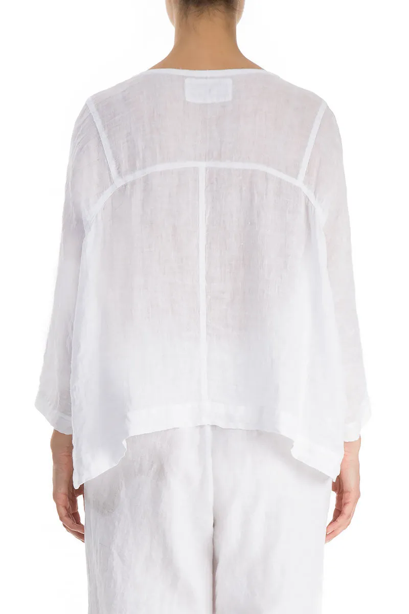 Boxy Pure White Linen Blouse