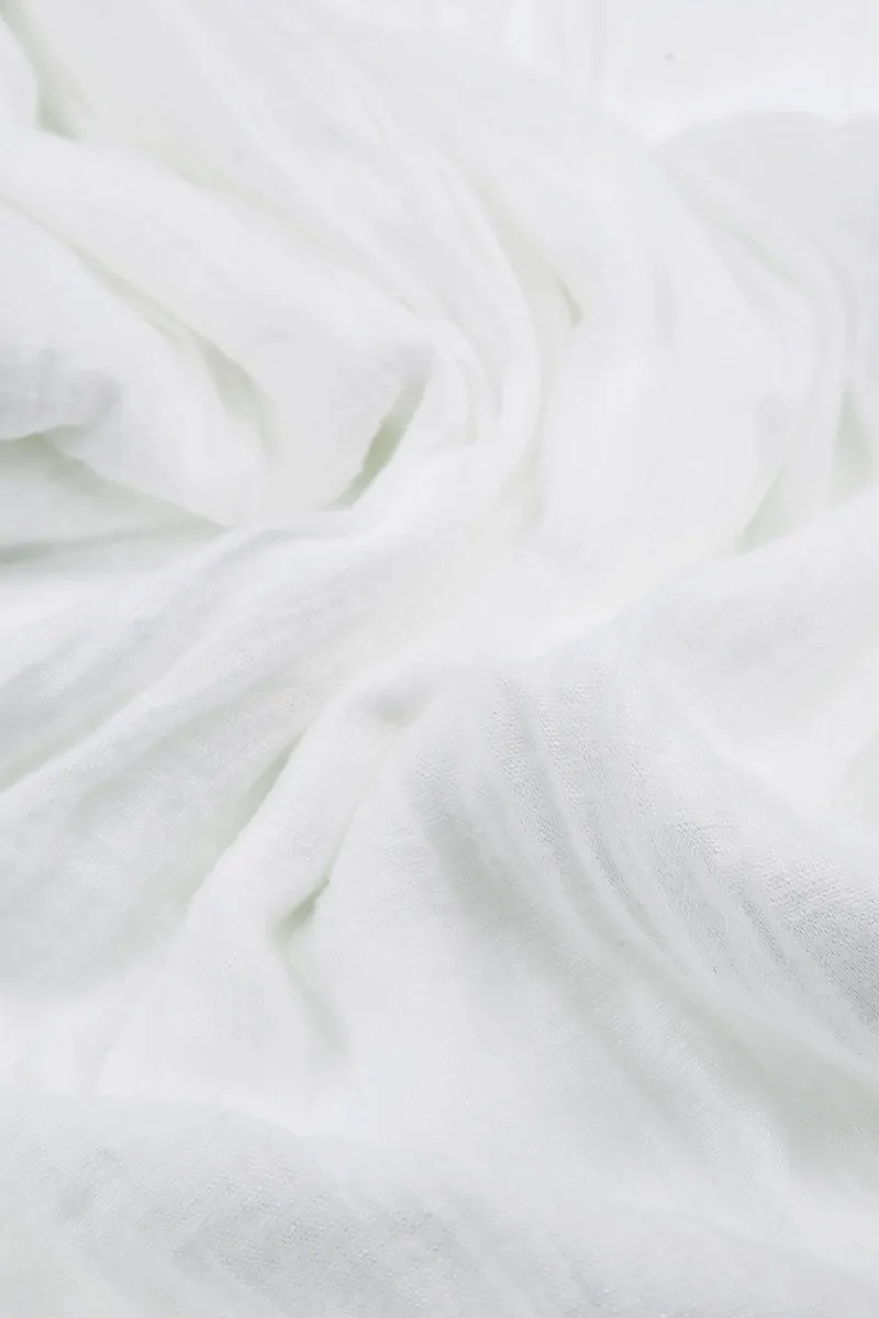 Boxy Pure White Linen Blouse