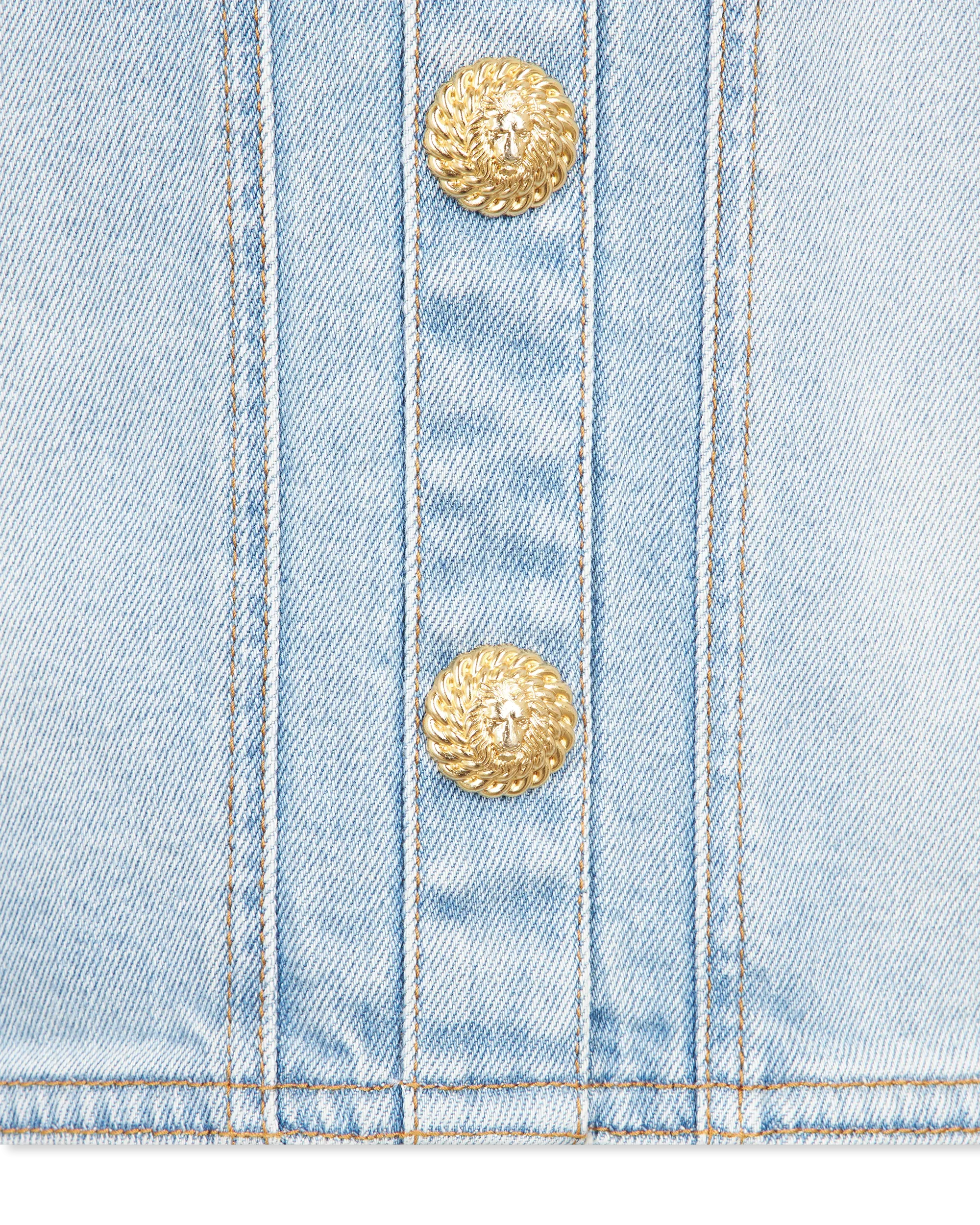 Button-Detailed Denim Bustier Mini Dress