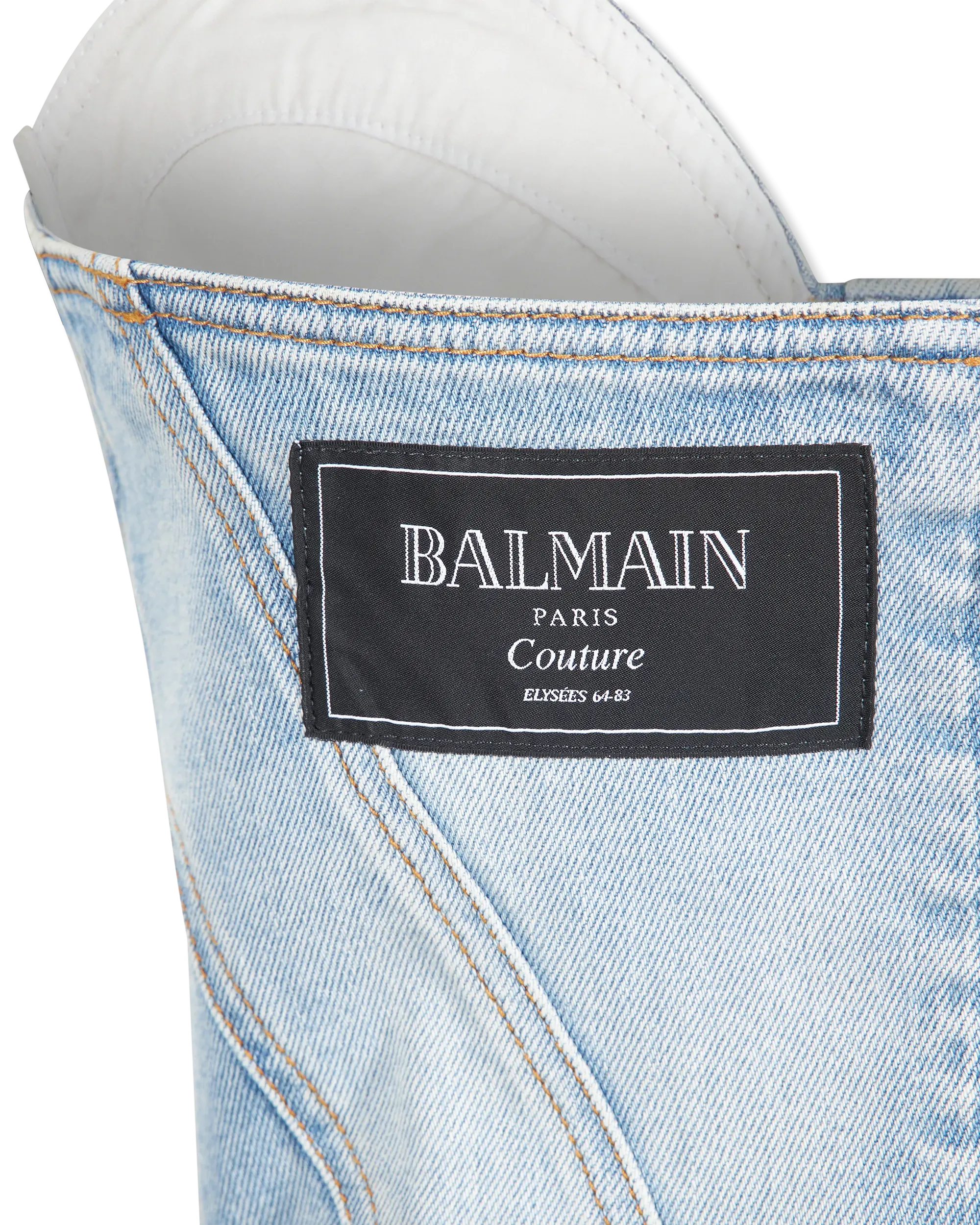 Button-Detailed Denim Bustier Mini Dress