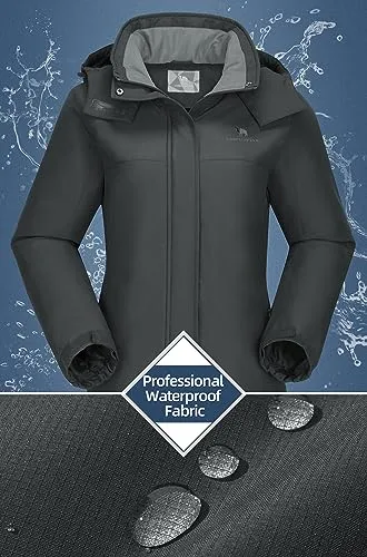 CAMEL CROWN Women's Ski Jacket Thicken Winter Snow Coat Warm Fleece Mountain Waterproof Female Jacket Hooded Windbreaker Grey L