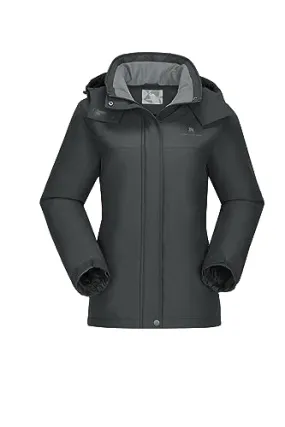 CAMEL CROWN Women's Ski Jacket Thicken Winter Snow Coat Warm Fleece Mountain Waterproof Female Jacket Hooded Windbreaker Grey L